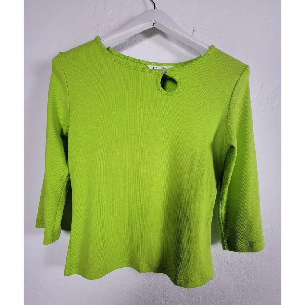 Lilly Pulitzer Womens Small Green 3/4 Sleeve Knit Top Keyhole Neck Pima Cotton